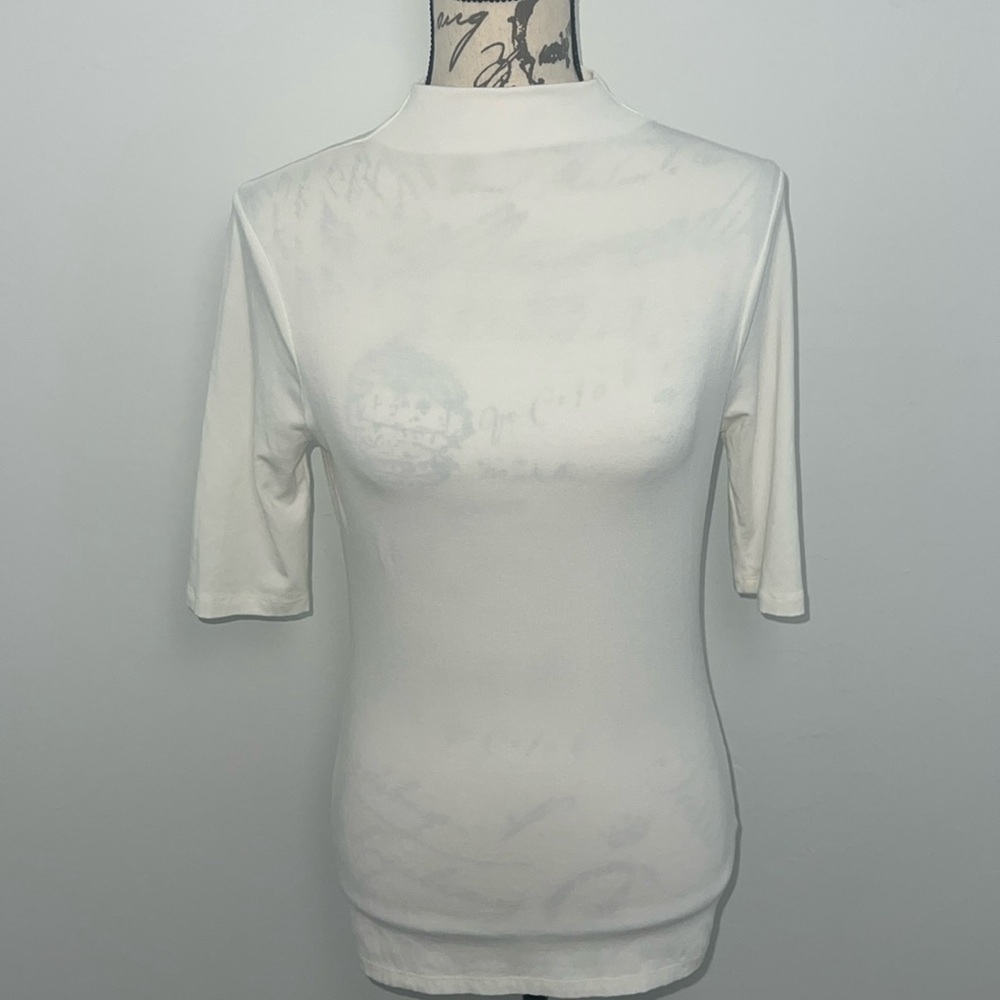 WHBM White 3/4 Sleeve Women's Top Size Small